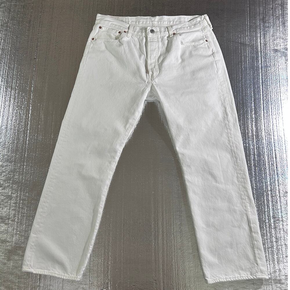 Levi’s 501 Men's White Straight Leg Jeans W38 L29 Button Fly
